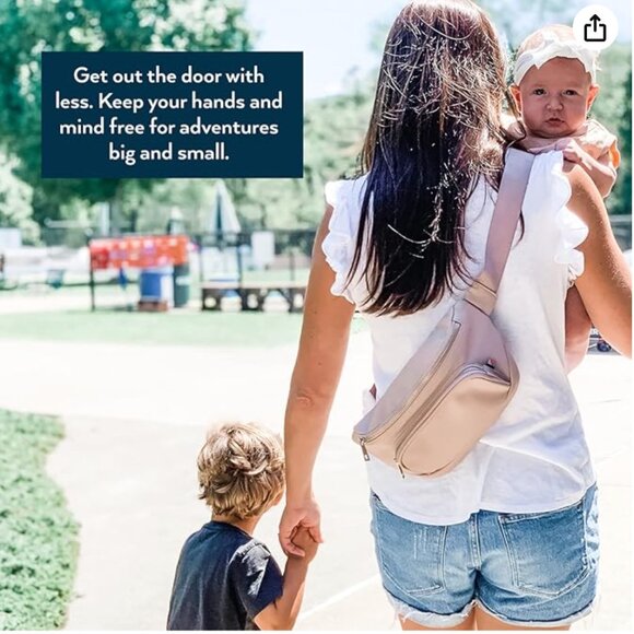 Kibou Vegan Premium Leather Fanny Pack Diaper Bag With Detachable Compact Changi - Picture 4 of 4